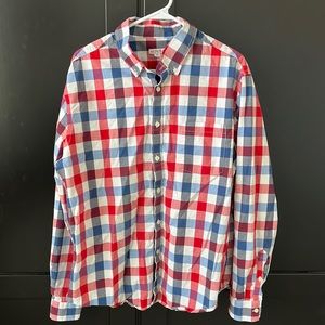 *3 FOR $13* Red, White, and Blue Plaid Button Down